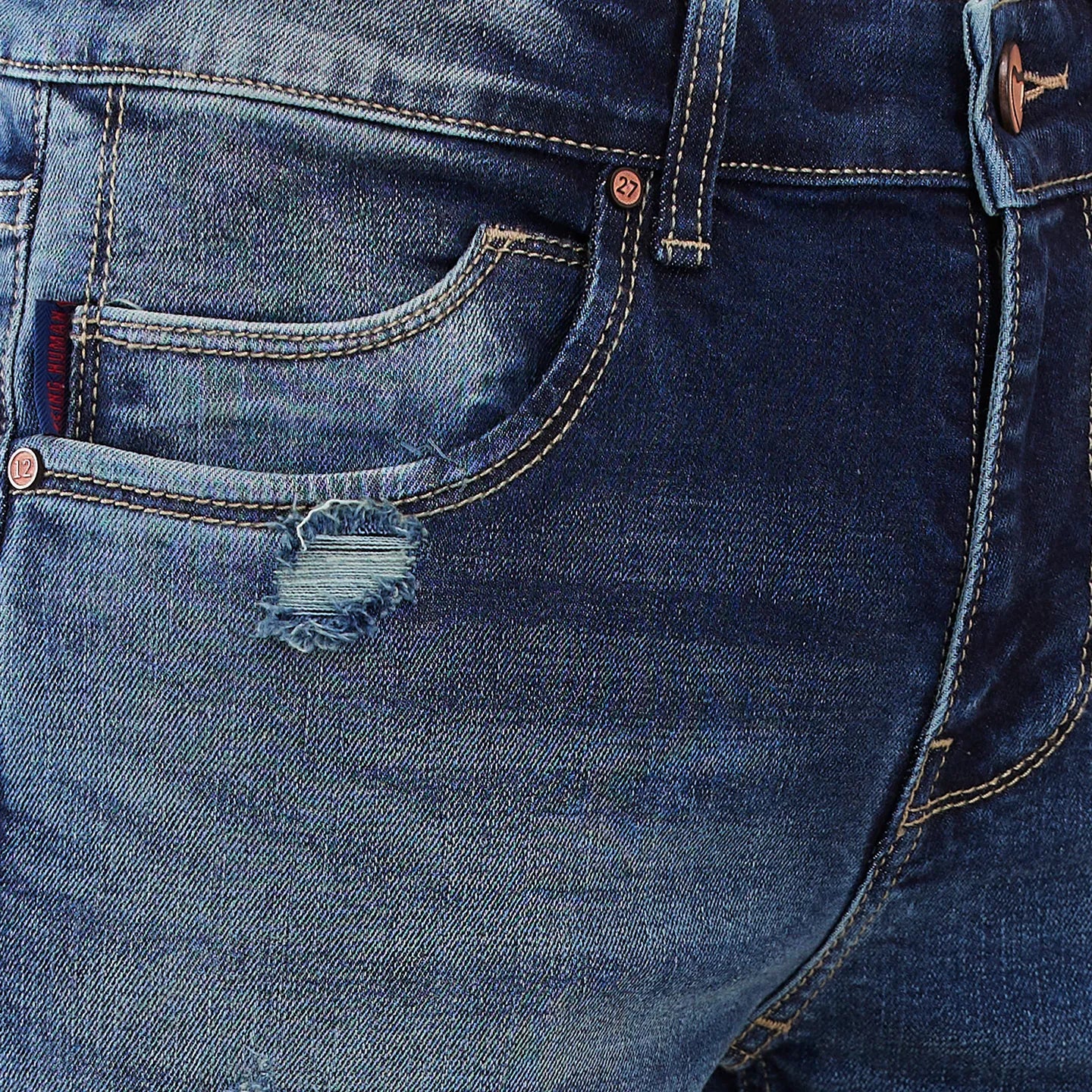 Men Blue Solid Jeans by Being Human Clothing