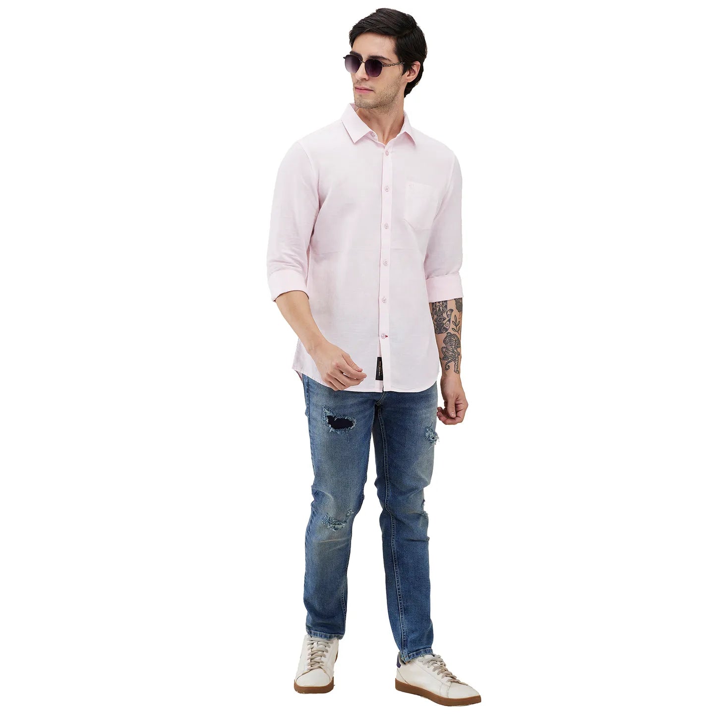 Men Blue Solid Jeans by Being Human Clothing