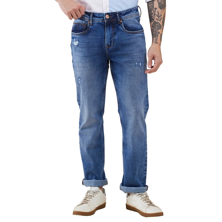 Blue Krypton-Straight Fit Denims for Men