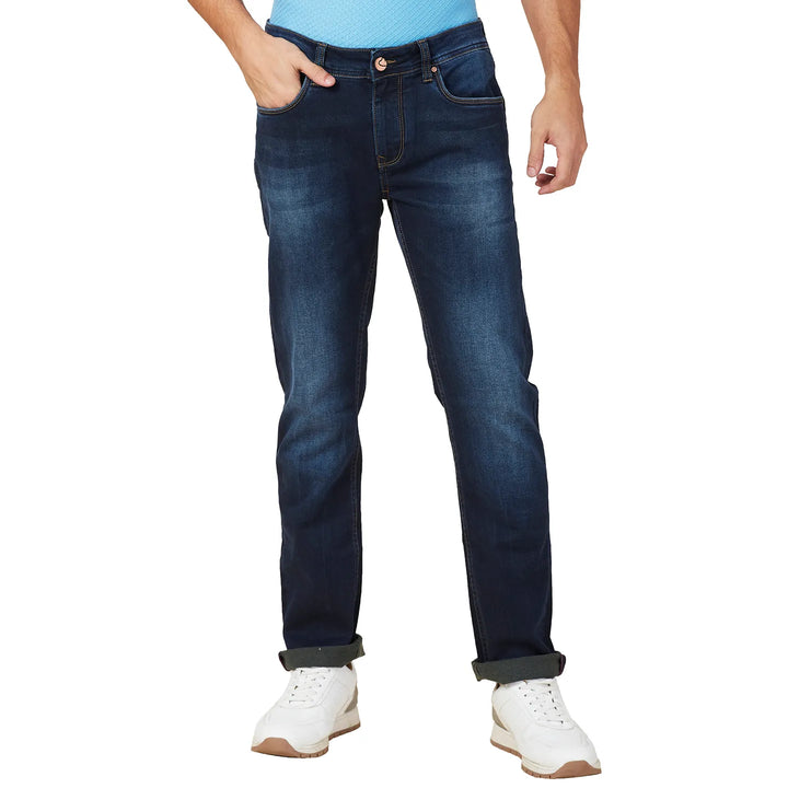 Blue Krypton-Straight Fit Denims for Men by Being Human Clothing