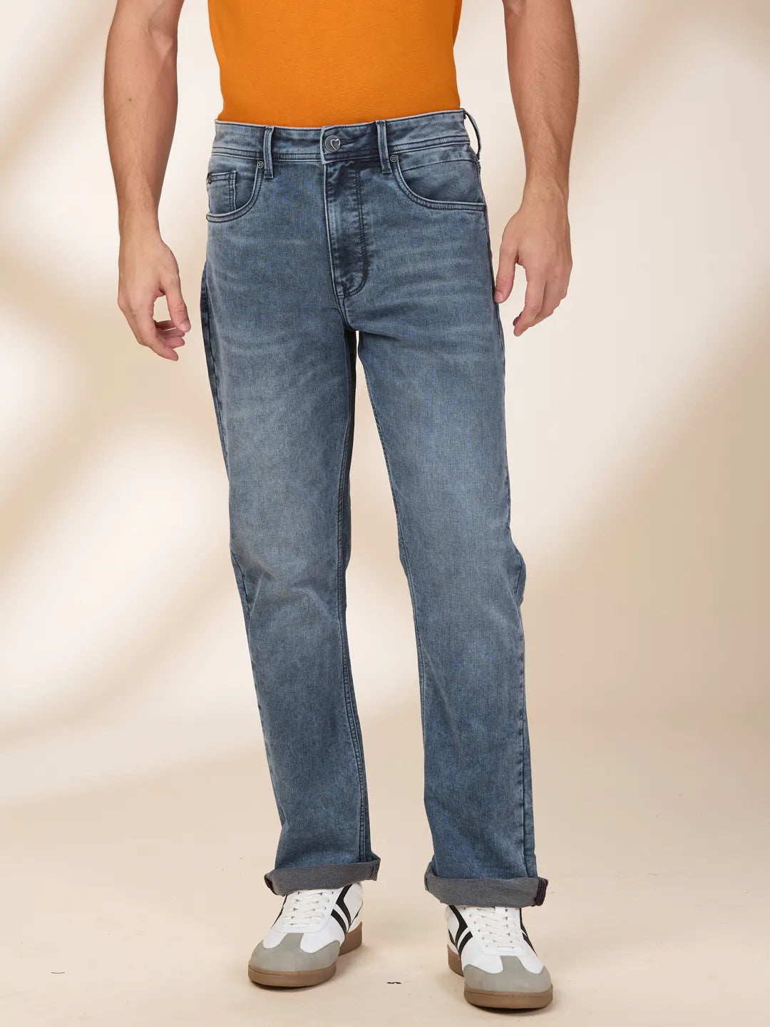 Men Blue Solid Jeans by Being Human Clothing