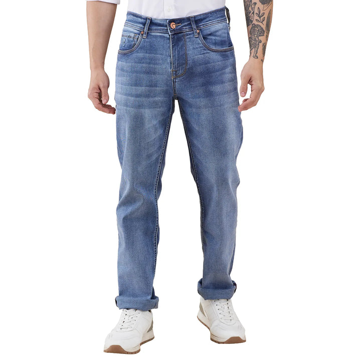 Blue Krypton-Straight Fit Denims for Men