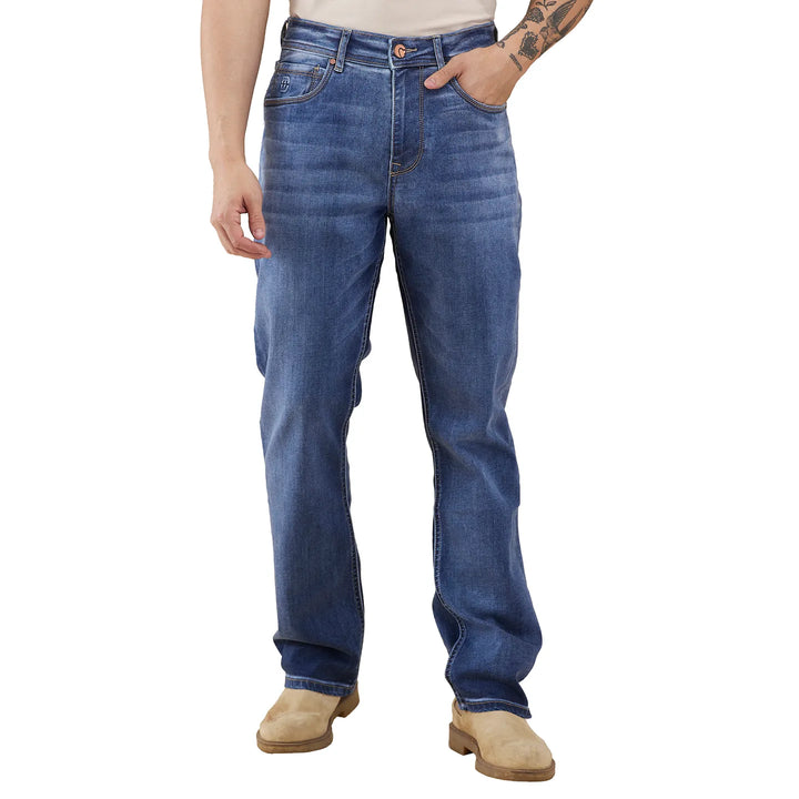 Blue Berylium-Boot Cut Fit Denims for Men by Being Human Clothing