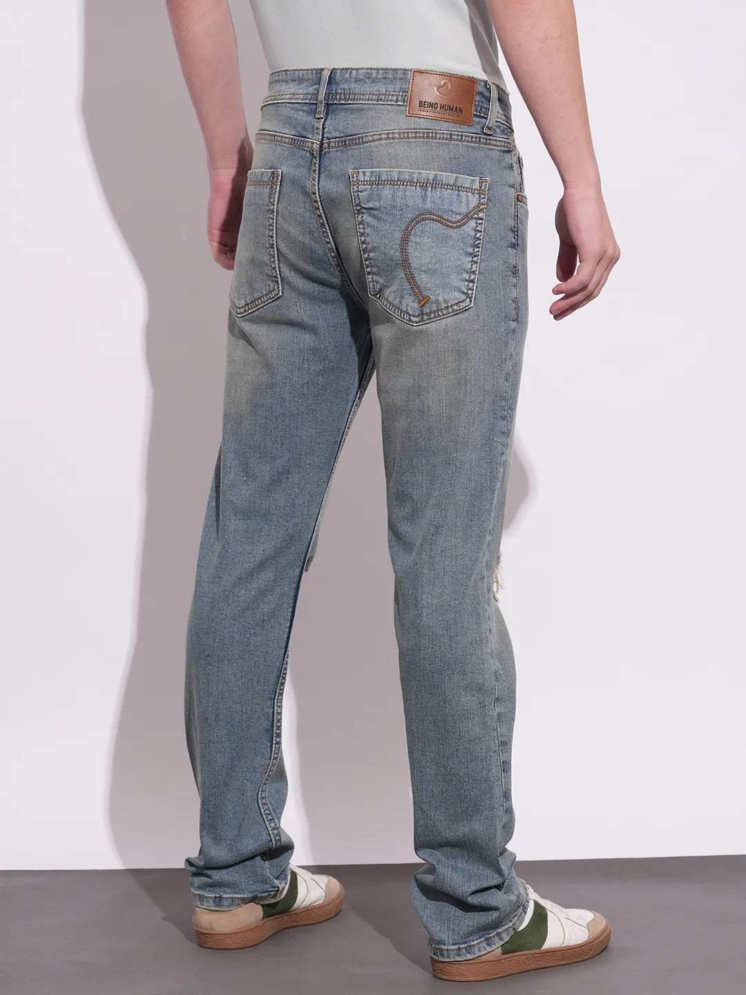 Blue Straight Fit Men's Denims by Being Human Clothing