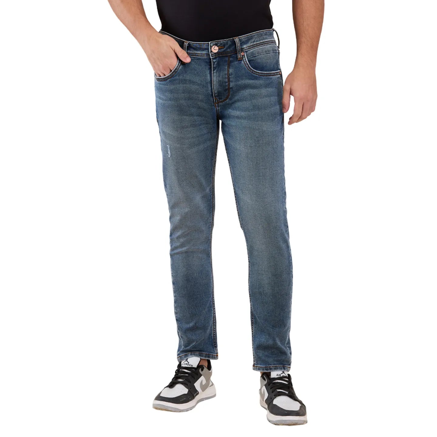 Men Blue Solid Jeans by Being Human Clothing