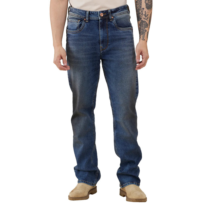 Blue Berylium-Boot Cut Fit Denims for Men by Being Human Clothing
