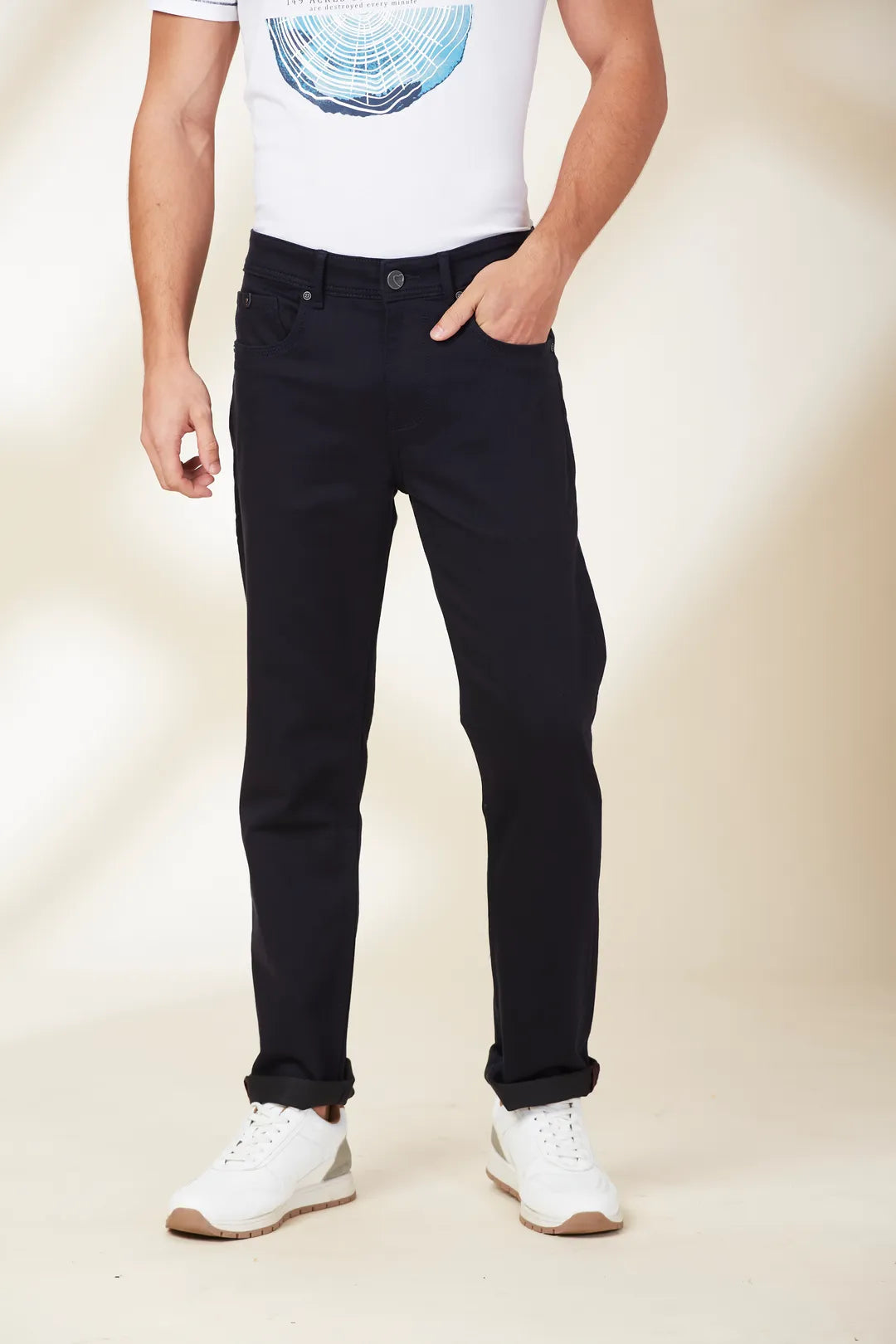 Men Black Solid Jeans by Being Human Clothing