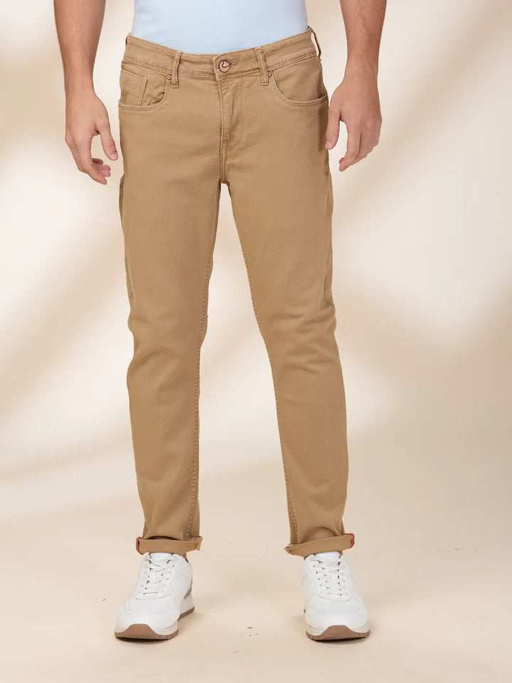 Green Argon-Cropped Fit Denims for Men