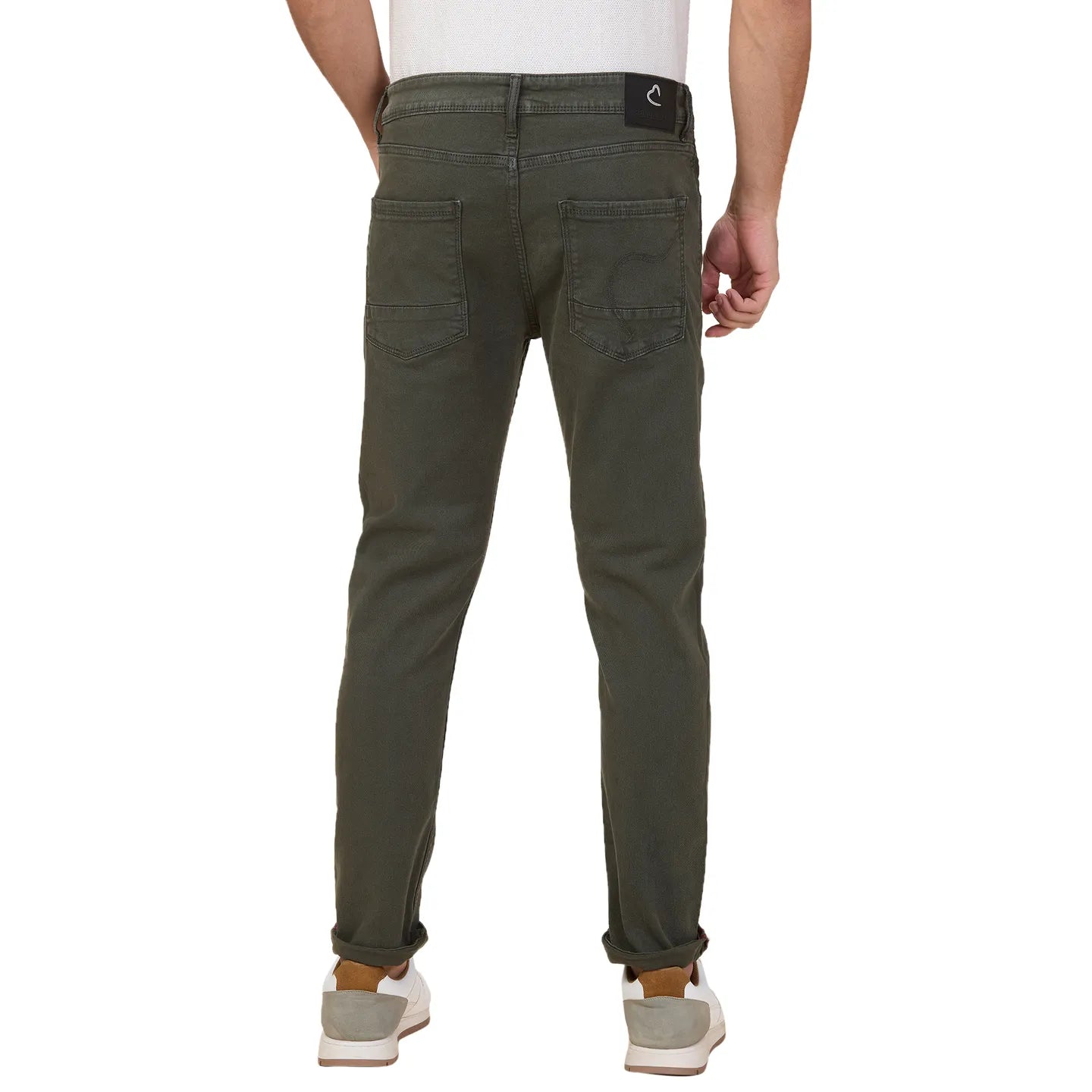 Military Green Cropped Fit Denims For Men By Being Human Clothing