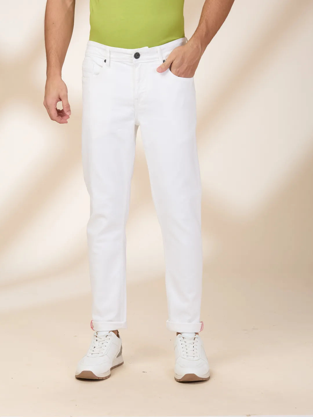 Being Human Clothing Men White Solid Jeans