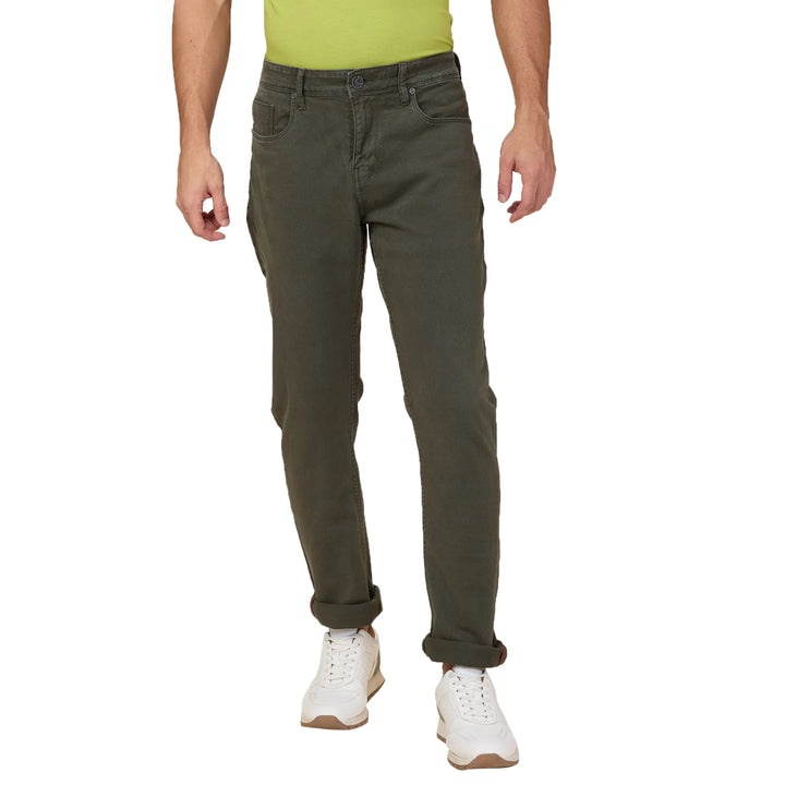 Green Neon-Slim Fit Denims for Men