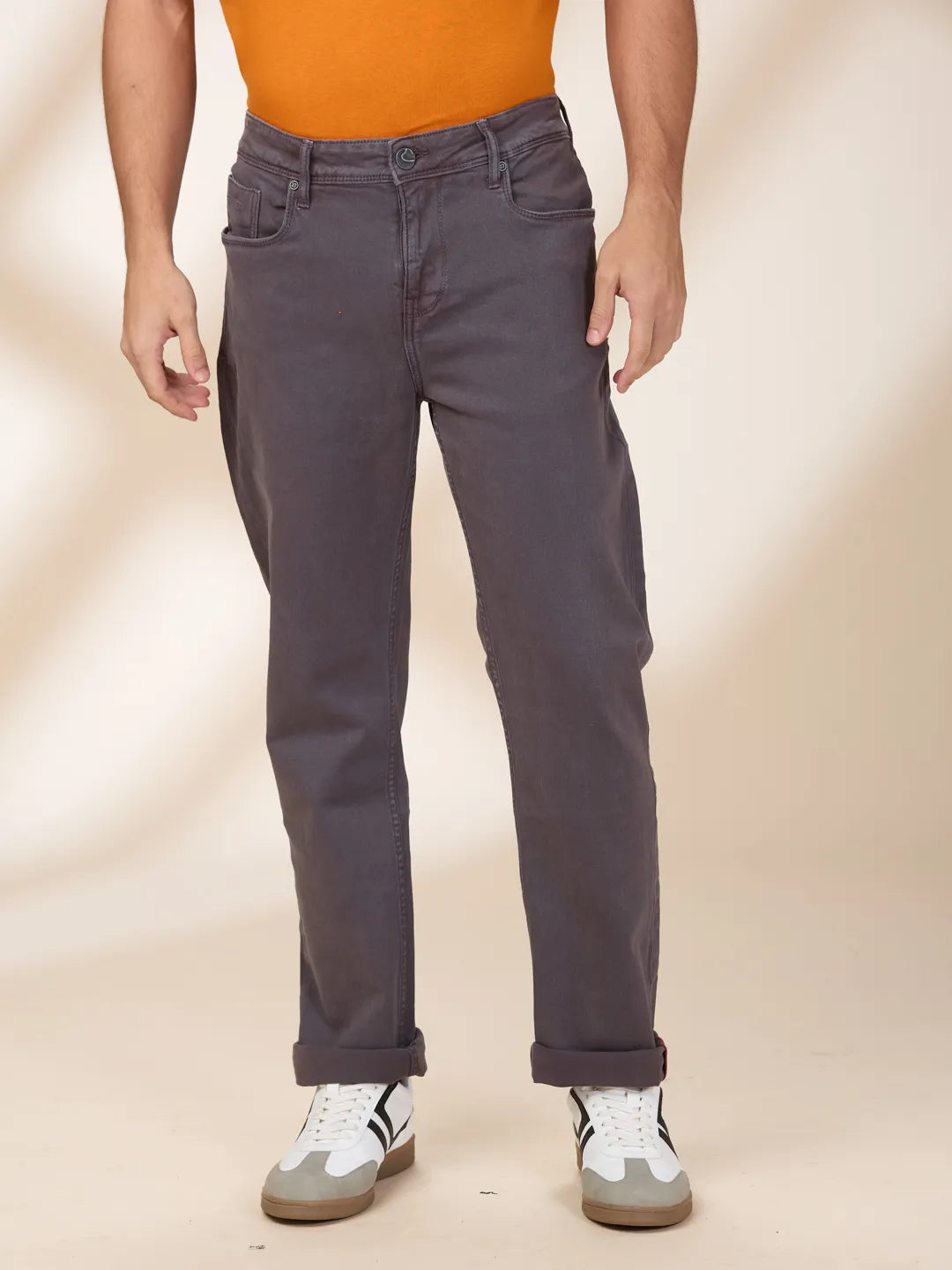 Grey Straight Fit Denims For Men By Being Human Clothing