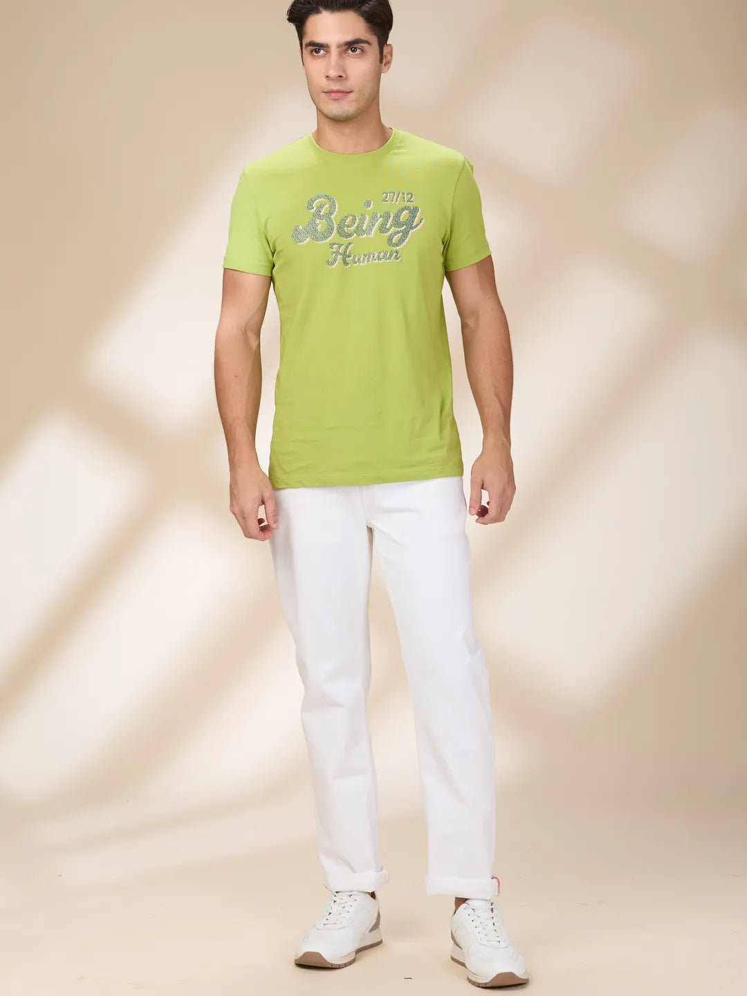 White Straight Fit Denims For Men By Being Human Clothing