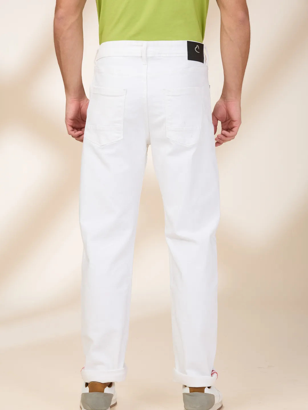 White Straight Fit Denims For Men By Being Human Clothing