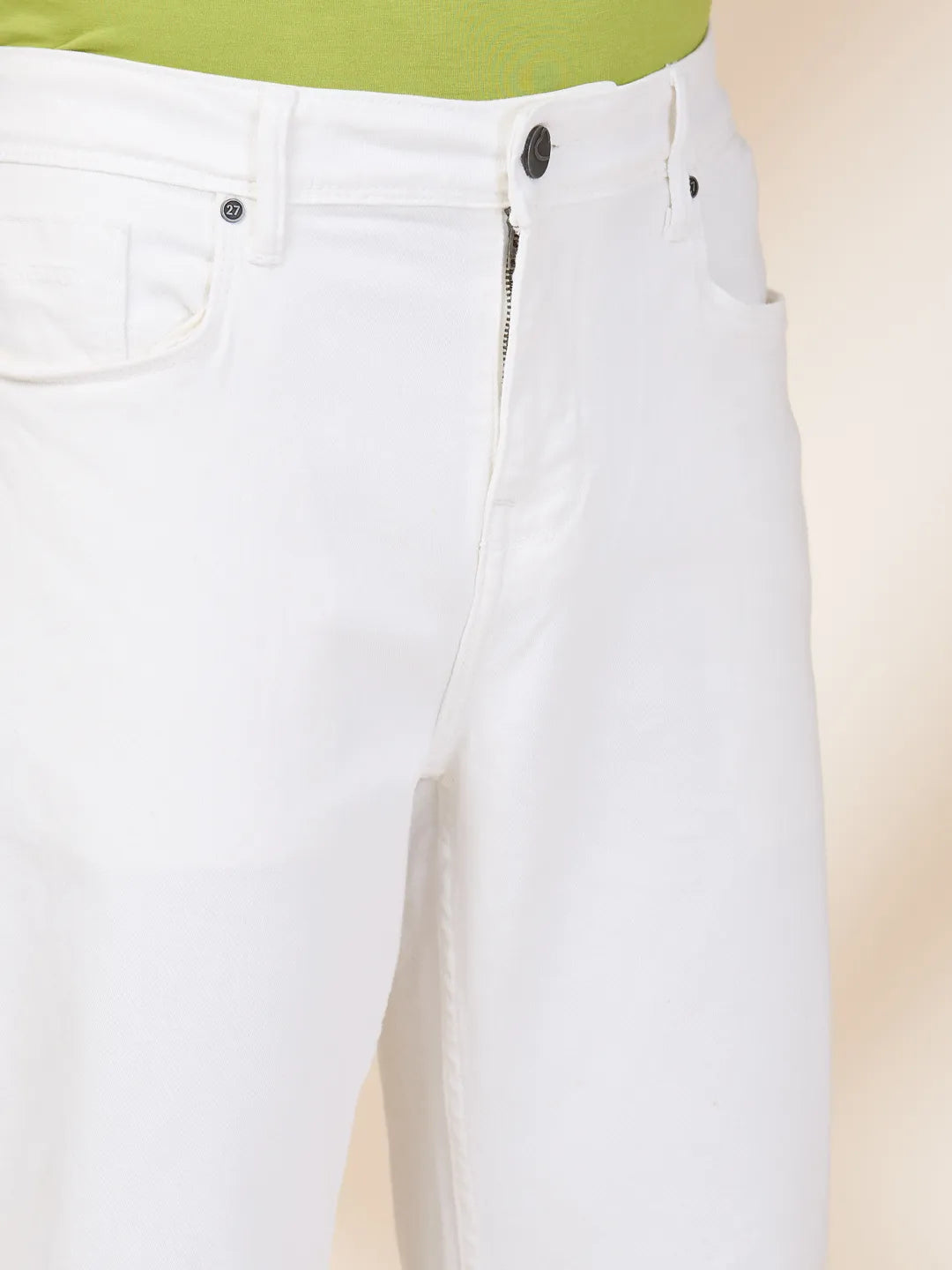White Straight Fit Denims For Men By Being Human Clothing