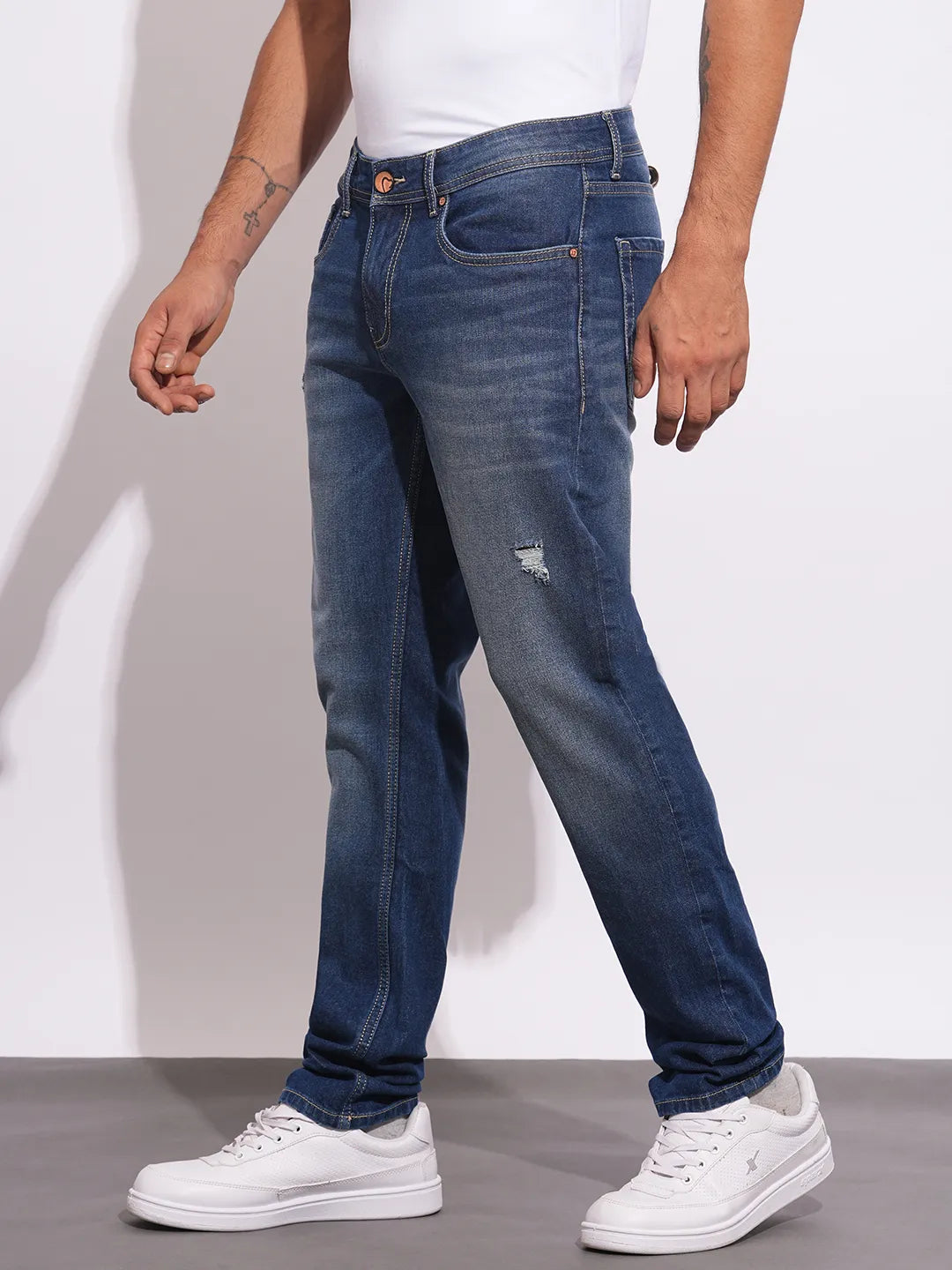 Dark Blue Anti Fit Denims For Men By Being Human Clothing