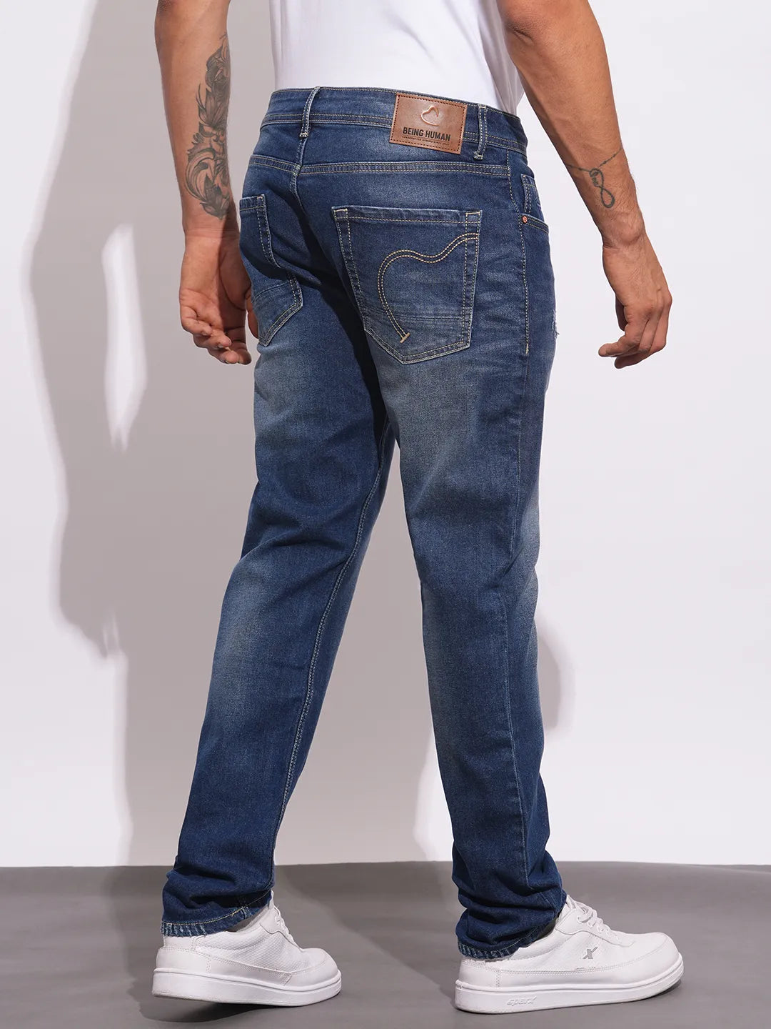 Dark Blue Anti Fit Denims For Men By Being Human Clothing