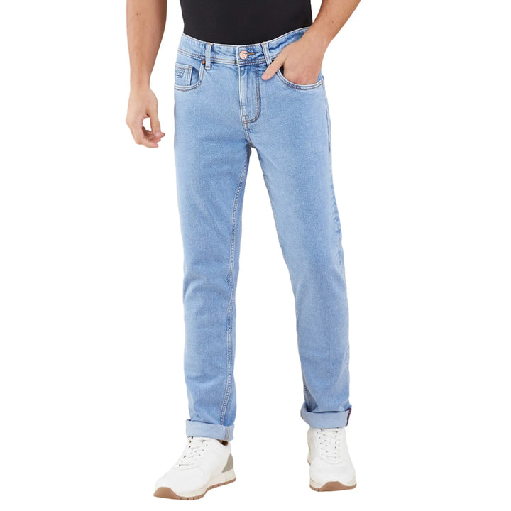 Light Blue Skinny Fit Denims For Men By Being Human Clothing