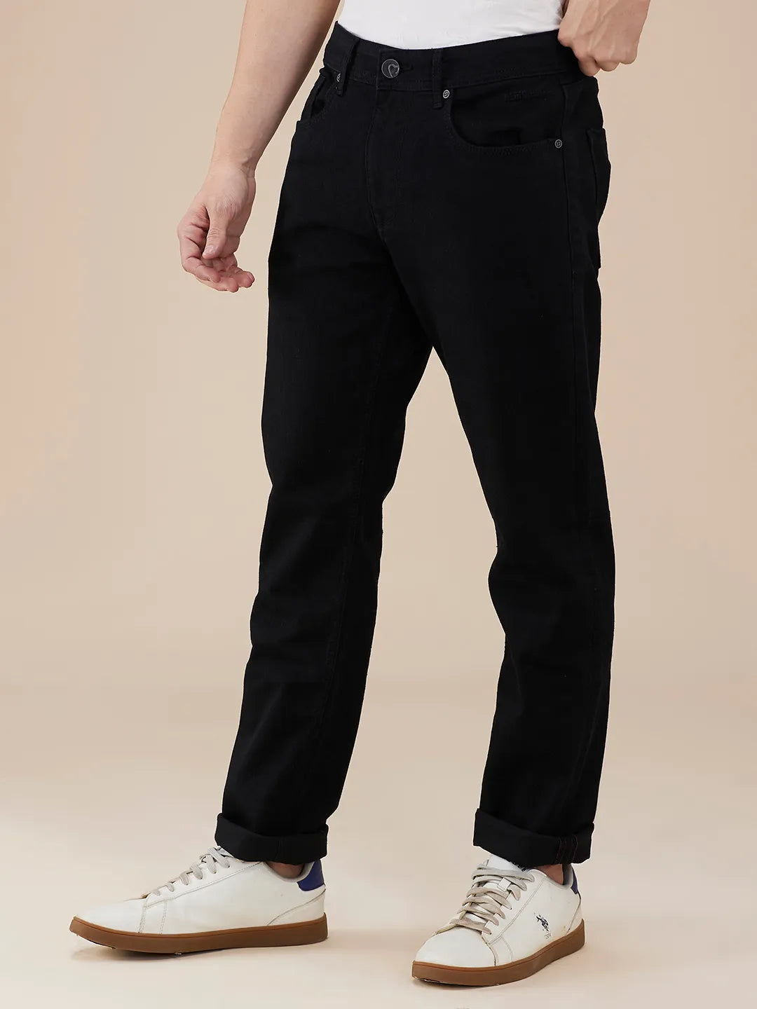 Black Slim Fit Denims For Men By Being Human Clothing