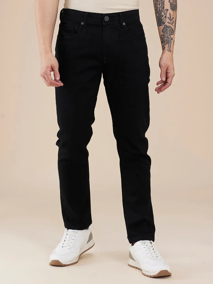 Black Argon-Cropped Fit Denims for Men by Being Human Clothing