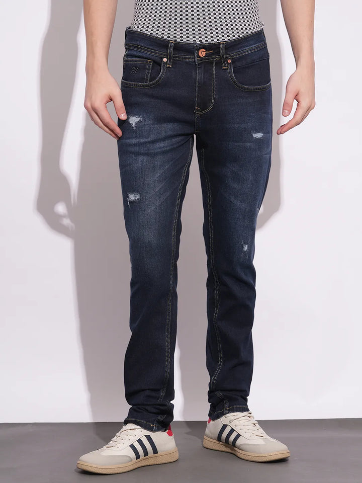 Blue Helium-Skinny Fit Denims for Men by Being Human Clothing