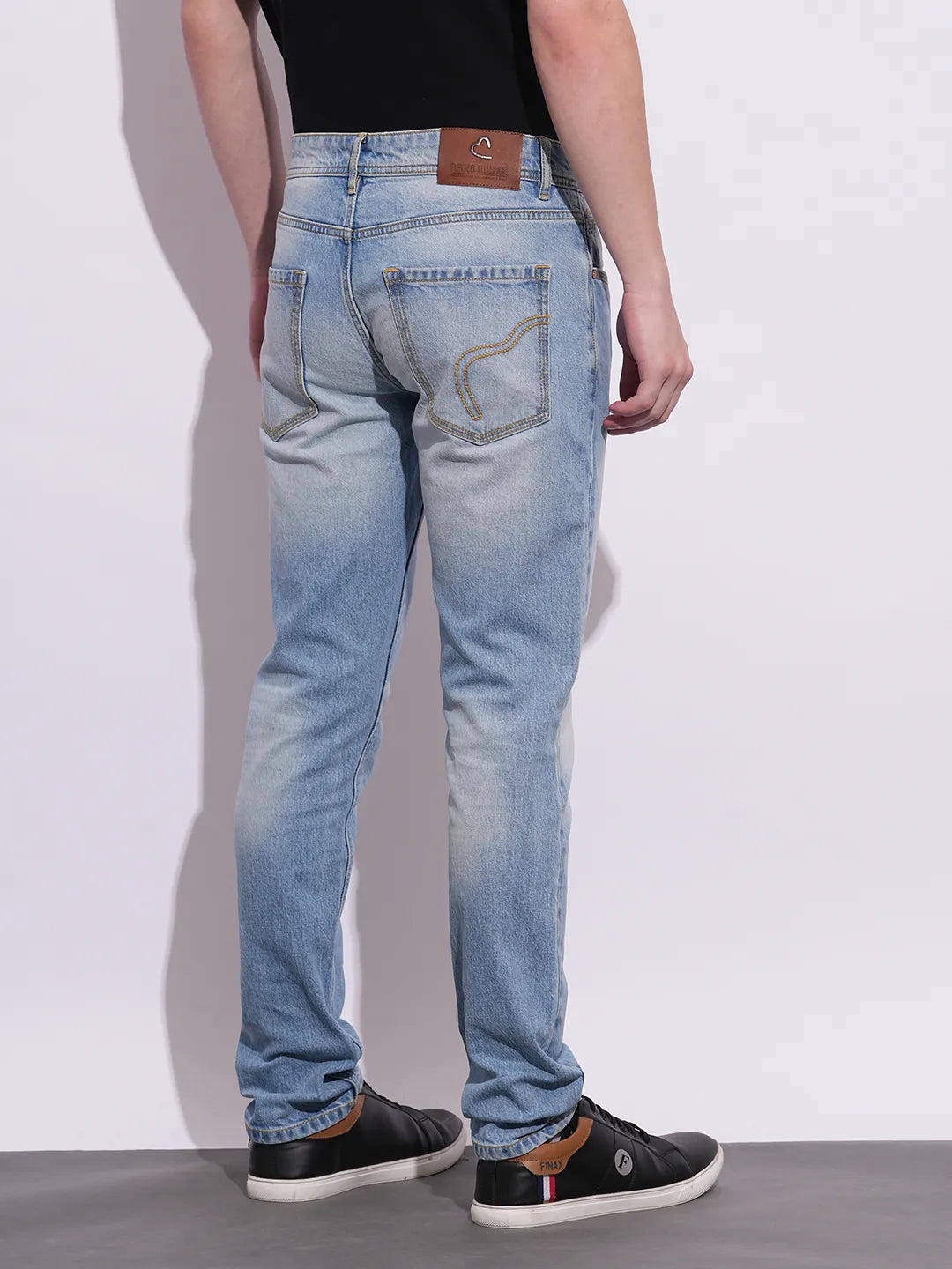 Light Blue Slim Fit Denims For Men By Being Human Clothing