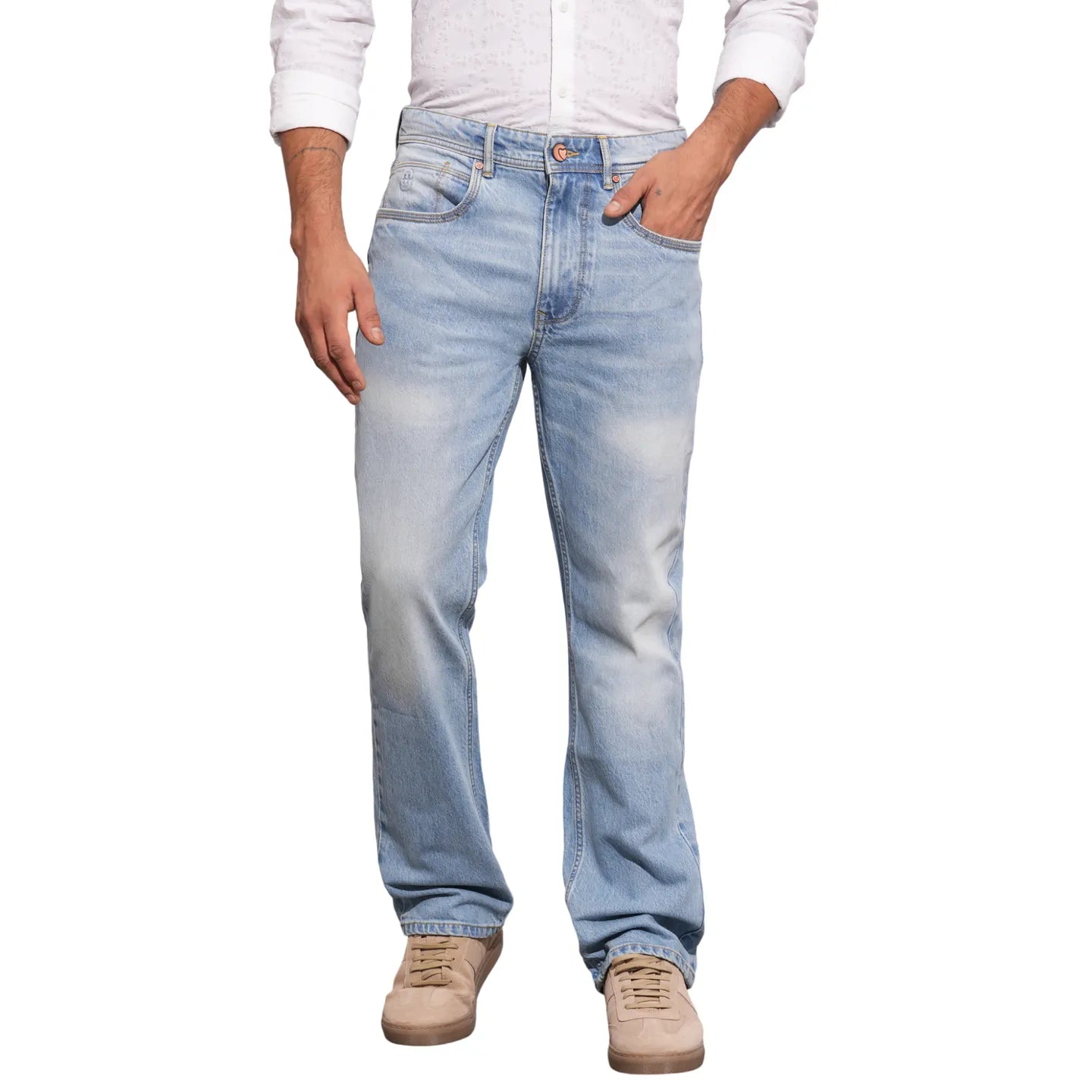 Mens-Bottom Denim Lt.Tone by Being Human Clothing