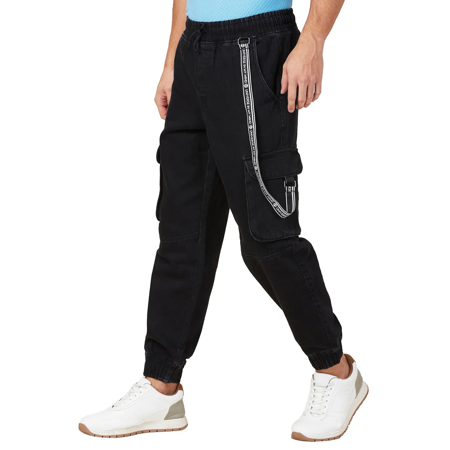 Being Human Clothing Men Black Solid Cargo