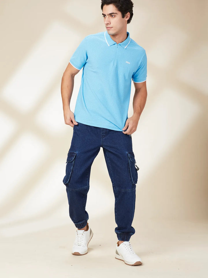 Dark Blue Slim Fit Joggers For Men