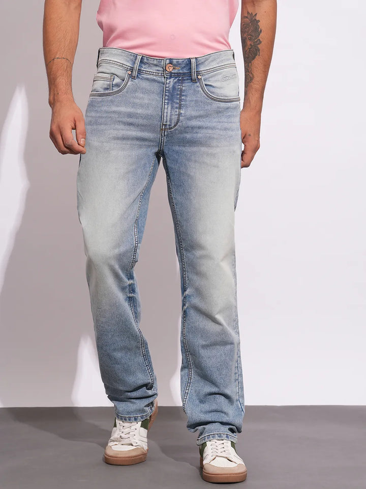 Blue Krypton-Straight Fit Denims for Men by Being Human Clothing