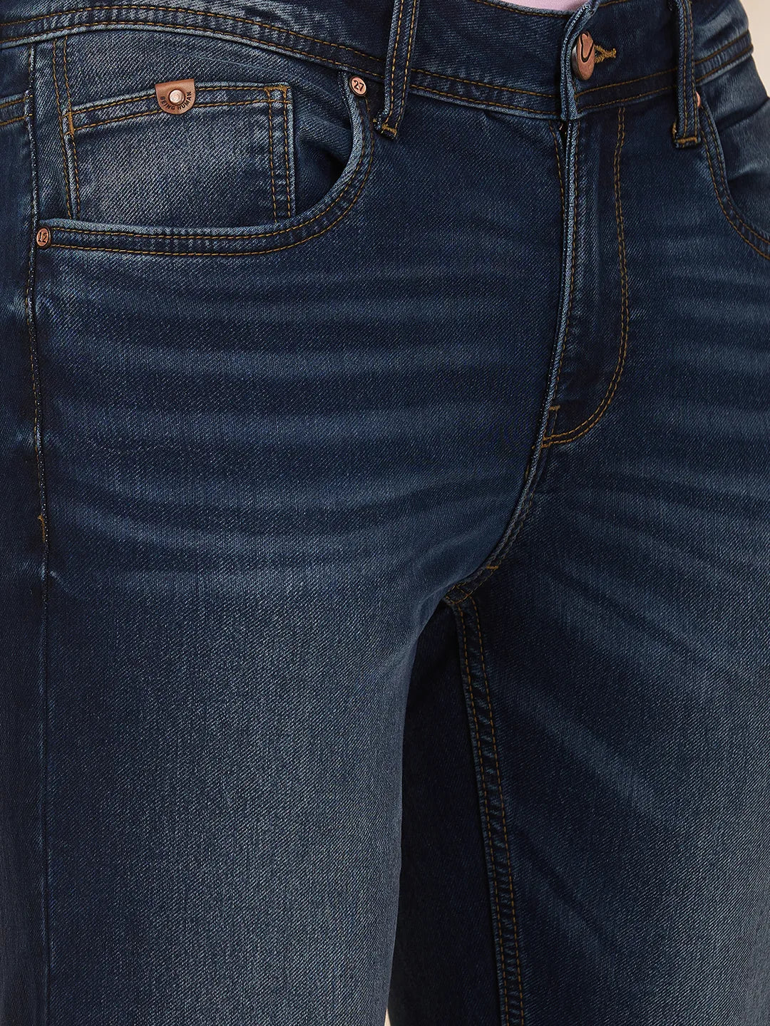 Men Blue Solid Jeans by Being Human Clothing