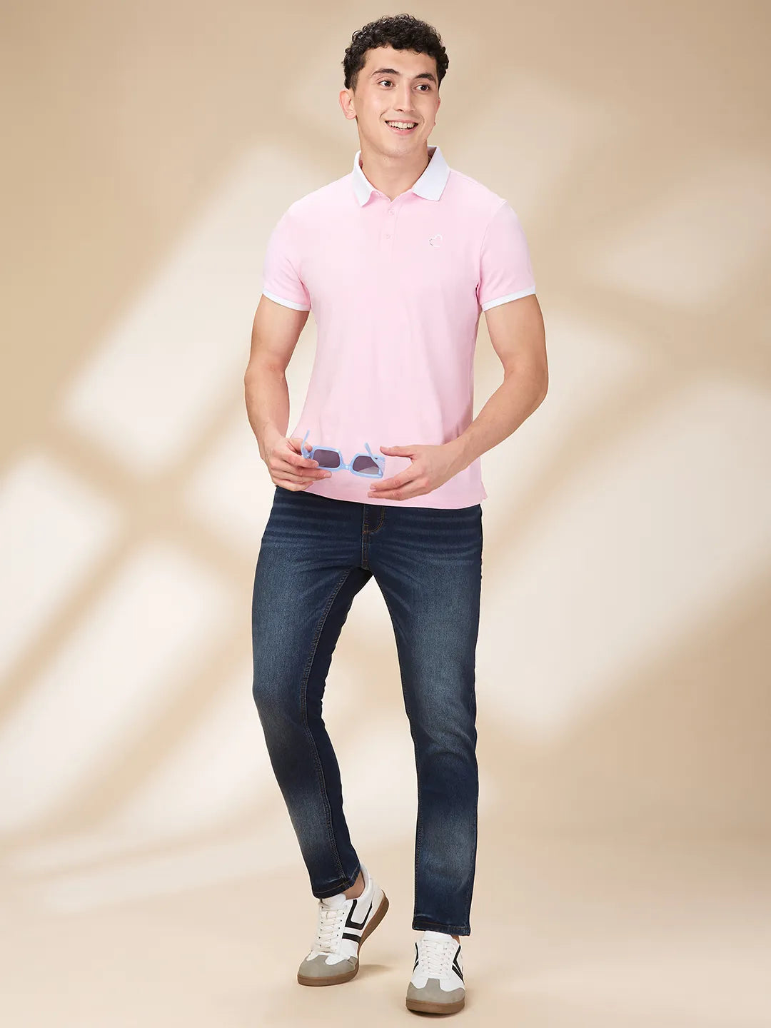 Men Blue Solid Jeans by Being Human Clothing