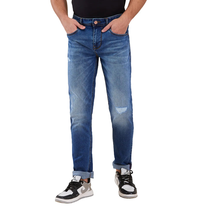 Blue Neon-Slim Fit Denims for Men