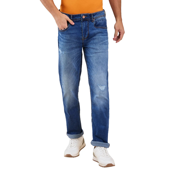 Blue Krypton-Straight Fit Denims for Men