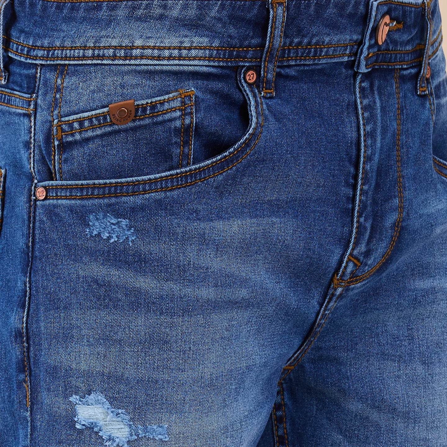 Being Human Clothing Men Blue Solid Jeans