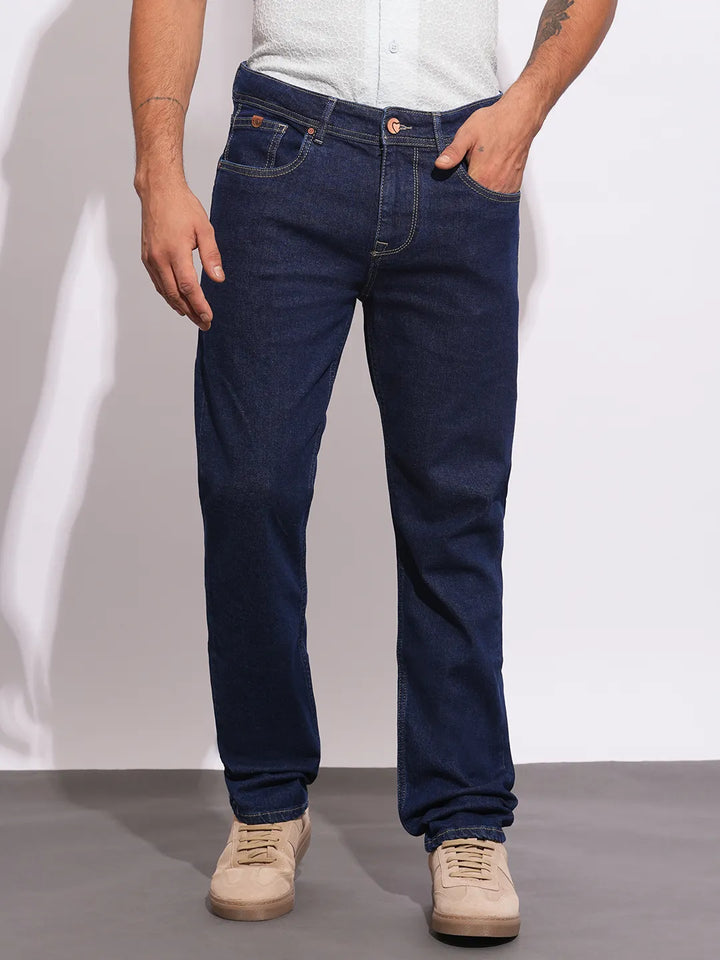 Blue Krypton-Straight Fit Denims for Men
