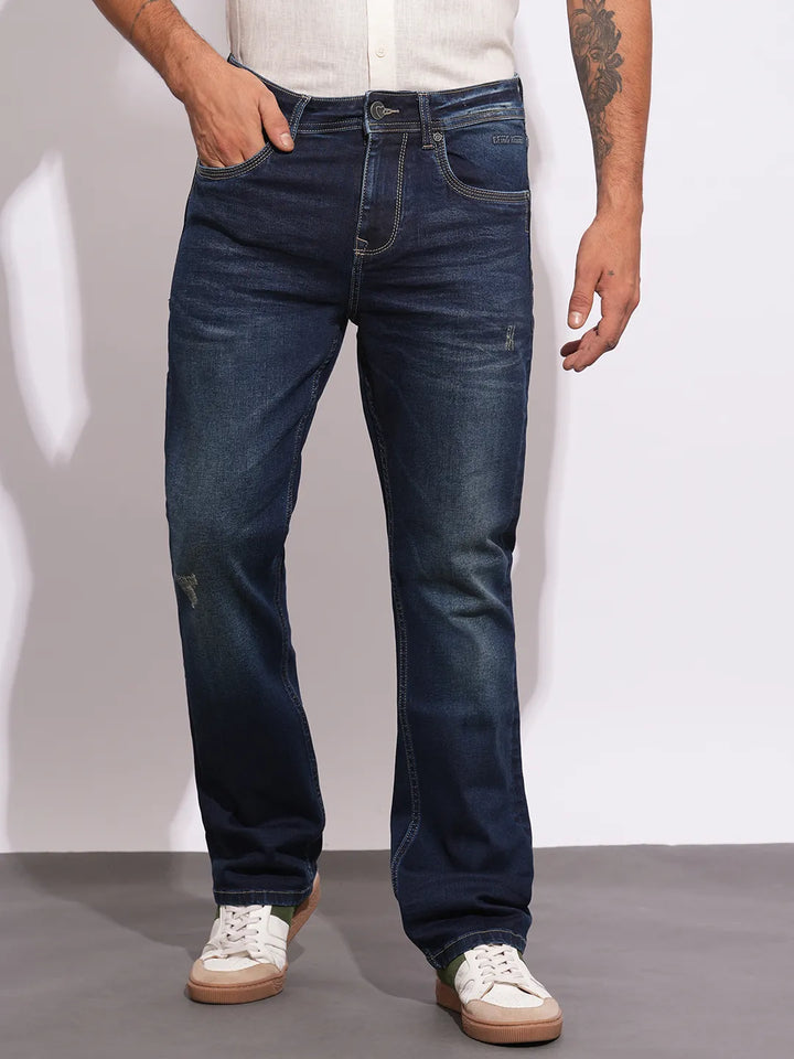 Blue Krypton-Straight Fit Denims for Men