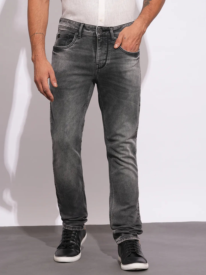 Grey Helium-Skinny Fit Denims for Men by Being Human Clothing