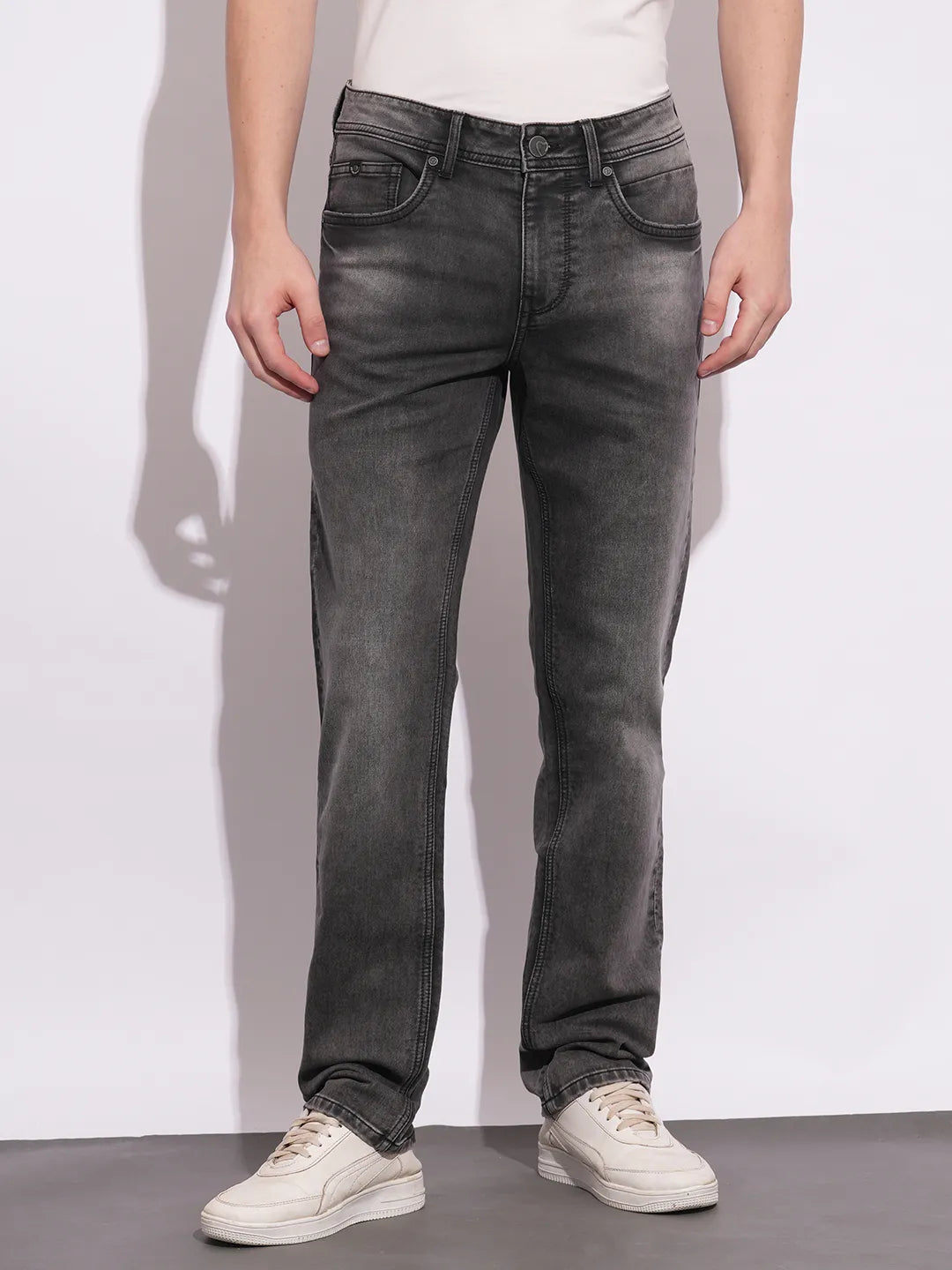 Men Blue Solid Jeans by Being Human Clothing