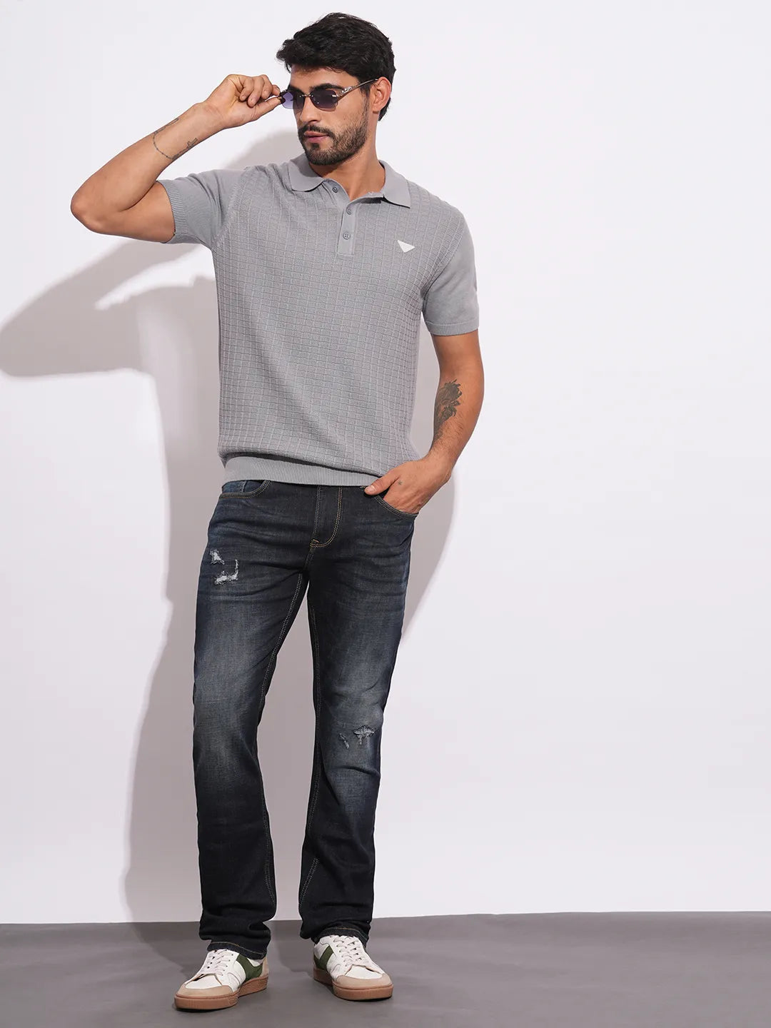 Mens-Bottom Denim Dk.Tone by Being Human Clothing