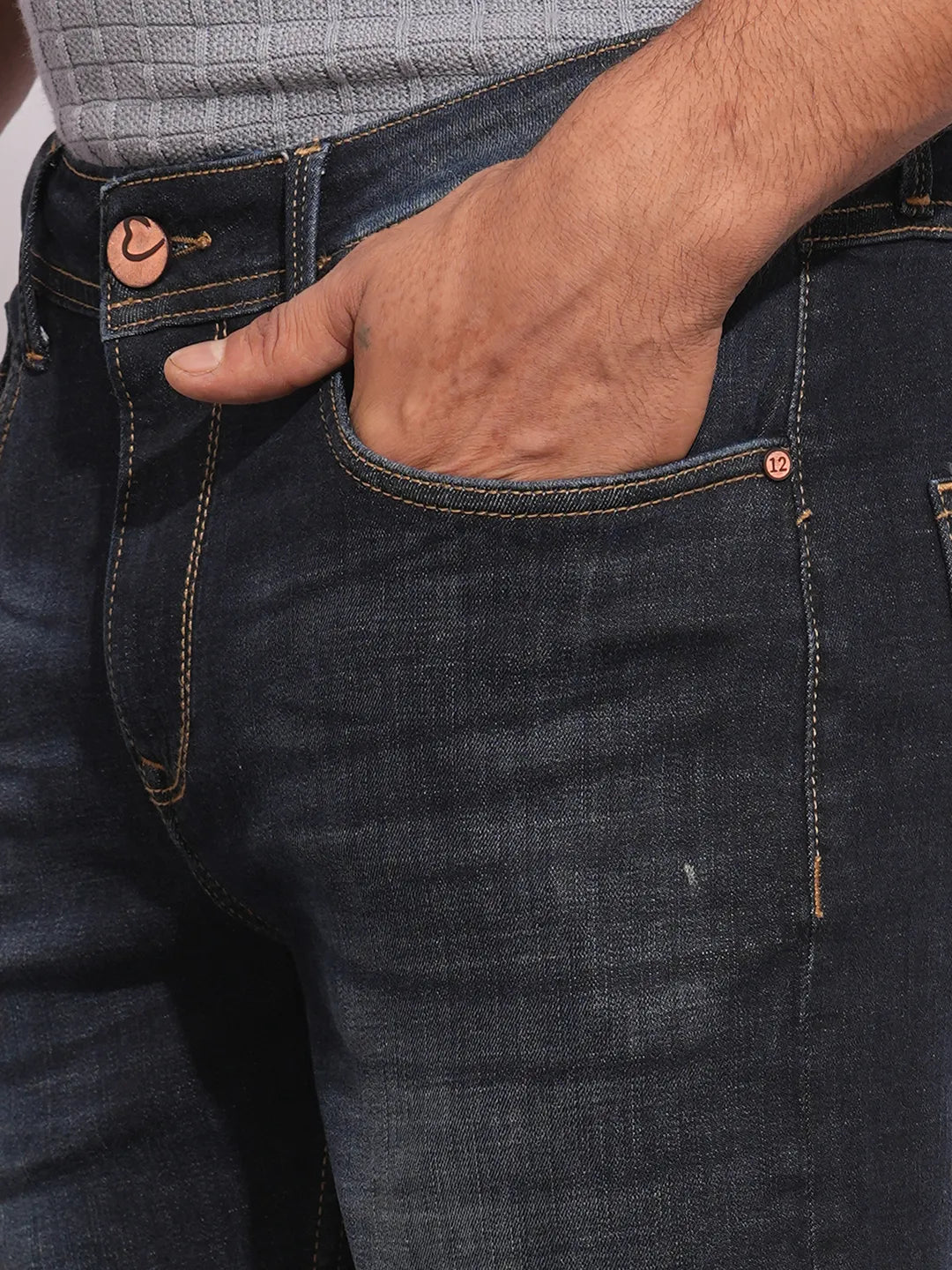 Mens-Bottom Denim Dk.Tone by Being Human Clothing