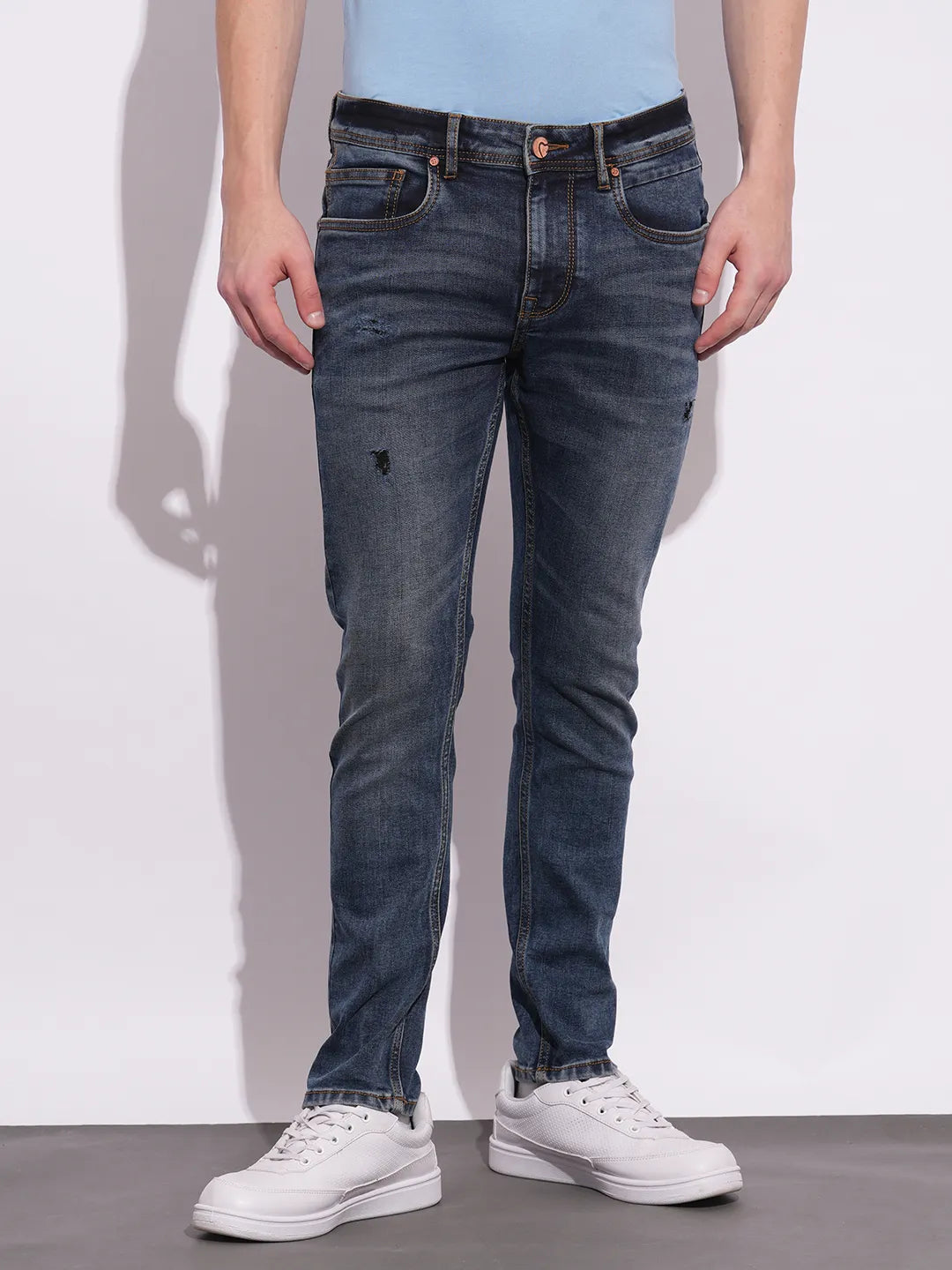 Mens-Bottom Denim Dk.Tone by Being Human Clothing