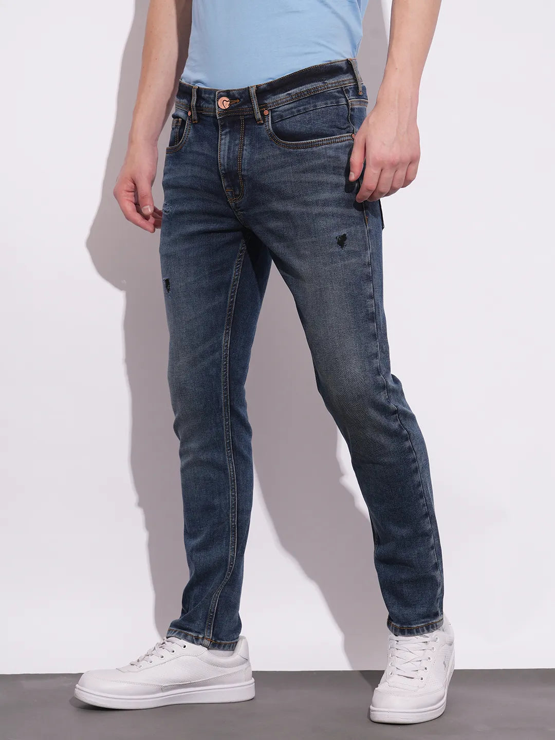 Mens-Bottom Denim Dk.Tone by Being Human Clothing