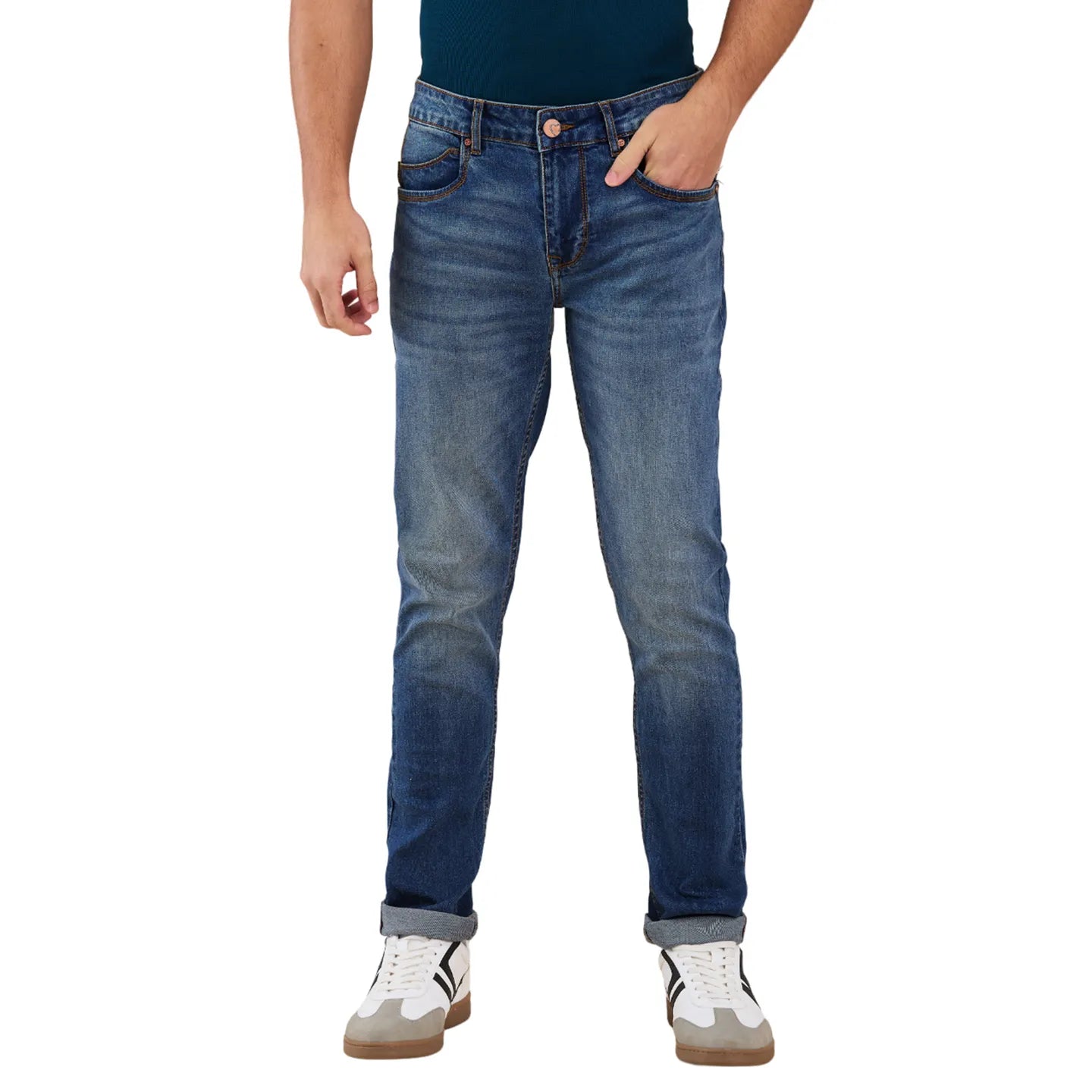 Blue Skinny Fit Denims For Men By Being Human Clothing