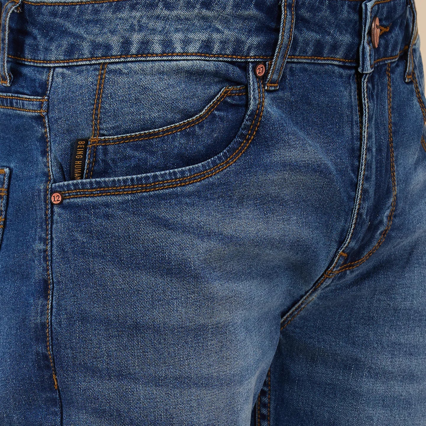 Blue Skinny Fit Denims For Men By Being Human Clothing