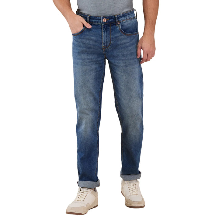 Blue Krypton-Straight Fit Denims for Men