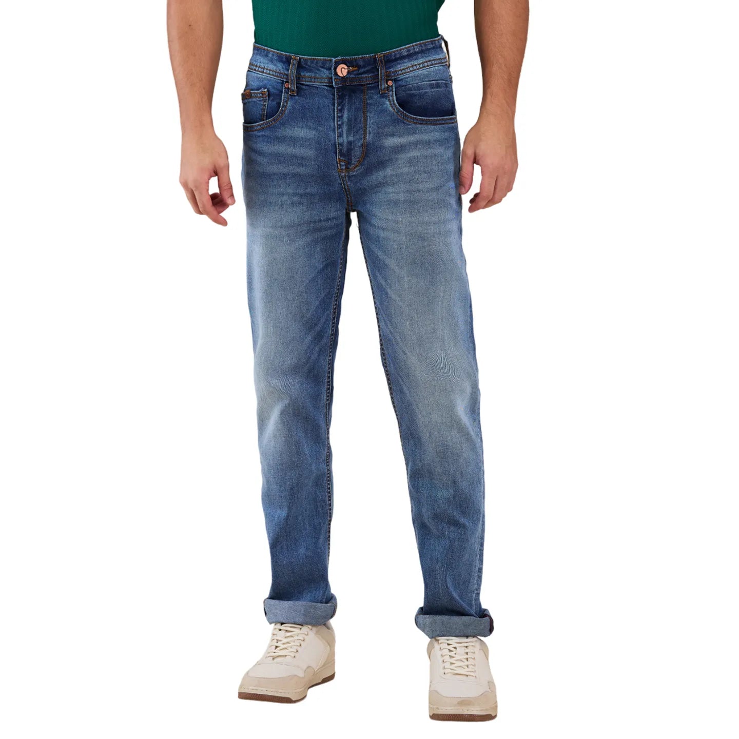 Men Blue Solid Jeans by Being Human Clothing