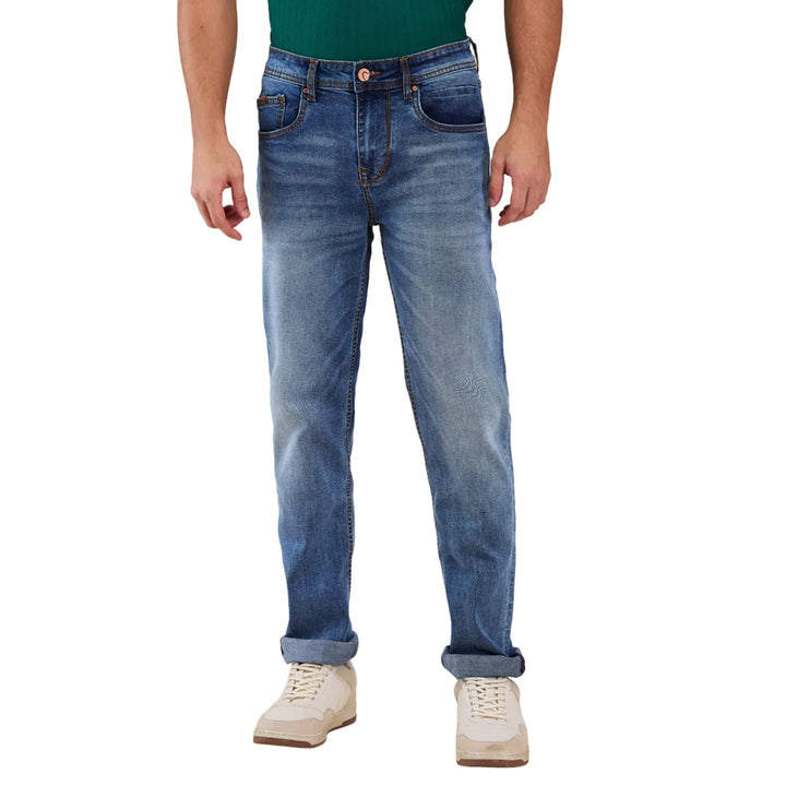 Blue Krypton-Straight Fit Denims for Men