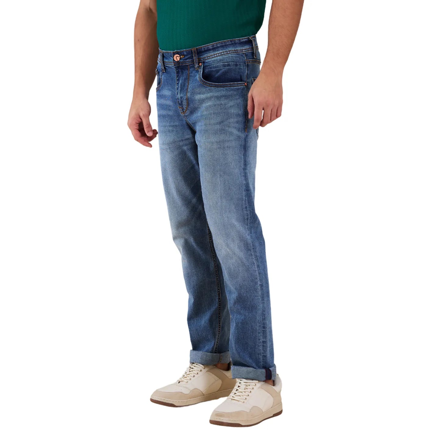 Men Blue Solid Jeans by Being Human Clothing