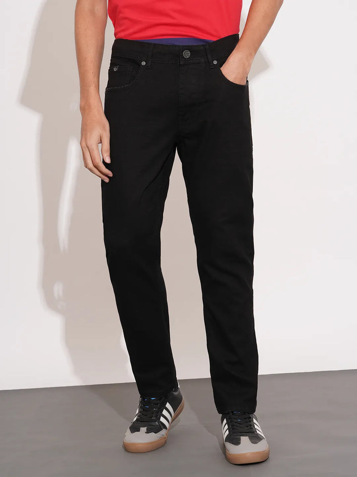 Black Cropped Fit Denims For Men By Being Human Clothing